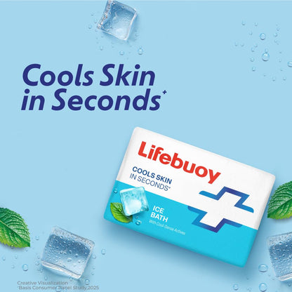 LIFEBUOY Ice Bath Soap Combo Pack of 5, 125g each, for Rapid Heat Relief, with Menthol and Cool Sense Actives, Refreshing Fragrance, Designed for Indian Summer, for Men and Women