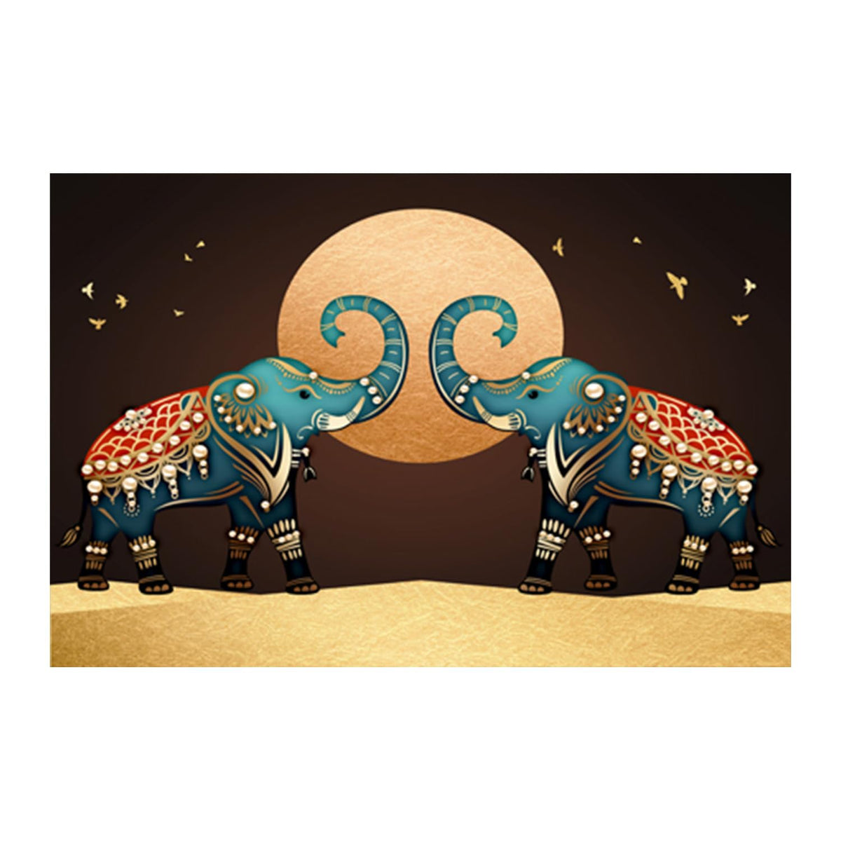 Elephant Paintings for Living room, Elephant Poster Big Size with Sparkle Coated Lamination - 15707 (Self Adhesive) 18x24 Inch