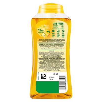 Dettol Lime Fresh Body Wash and Shower Gel for Women and Men, 250ml | Soap-Free Bodywash | 12h Odour Protection