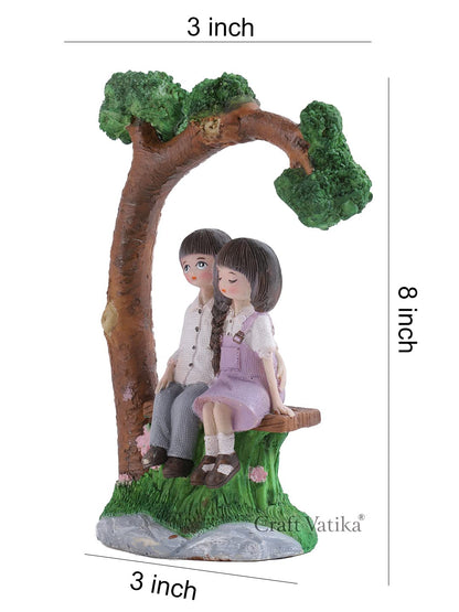 Romantic Love Couple Sitting on Bunch Miniature Statue Showpiece for Gift Husband Wife Girlfriend Boyfriend Girls Boys, Home Decor Items
