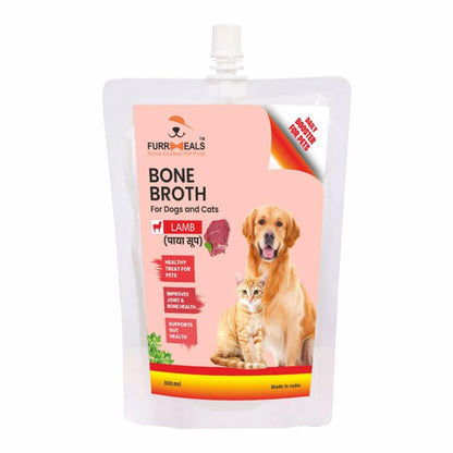 FurrMeals Lamb Bone Broth - Paya Soup | All Life Stages Ready to Serve I Gravy/Wet Dog Food | Treat for Dogs and Cats | 300ml x Pack of 1 | Joint Health Natural Supplement