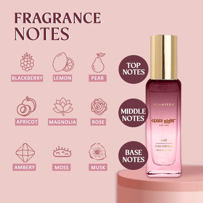 Glamveda Luxury Date Night | Long Lasting | Perfume for Woman 20ml | with Blackberry, Pear, Rose, Musk | Floral & Fruity Premium Fragrance Perfume for Women