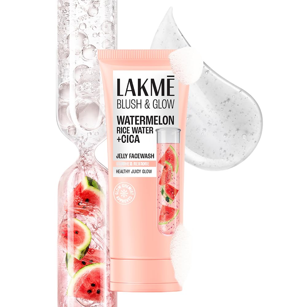 LAKME Blush & Glow, Gentle Jelly Face Wash, 100 g, for Fresh Visible Glow, with Avocado Matcha & Salicylic Acid, Unclogs Pores Effectively, Ideal for Oily & Combination Skin