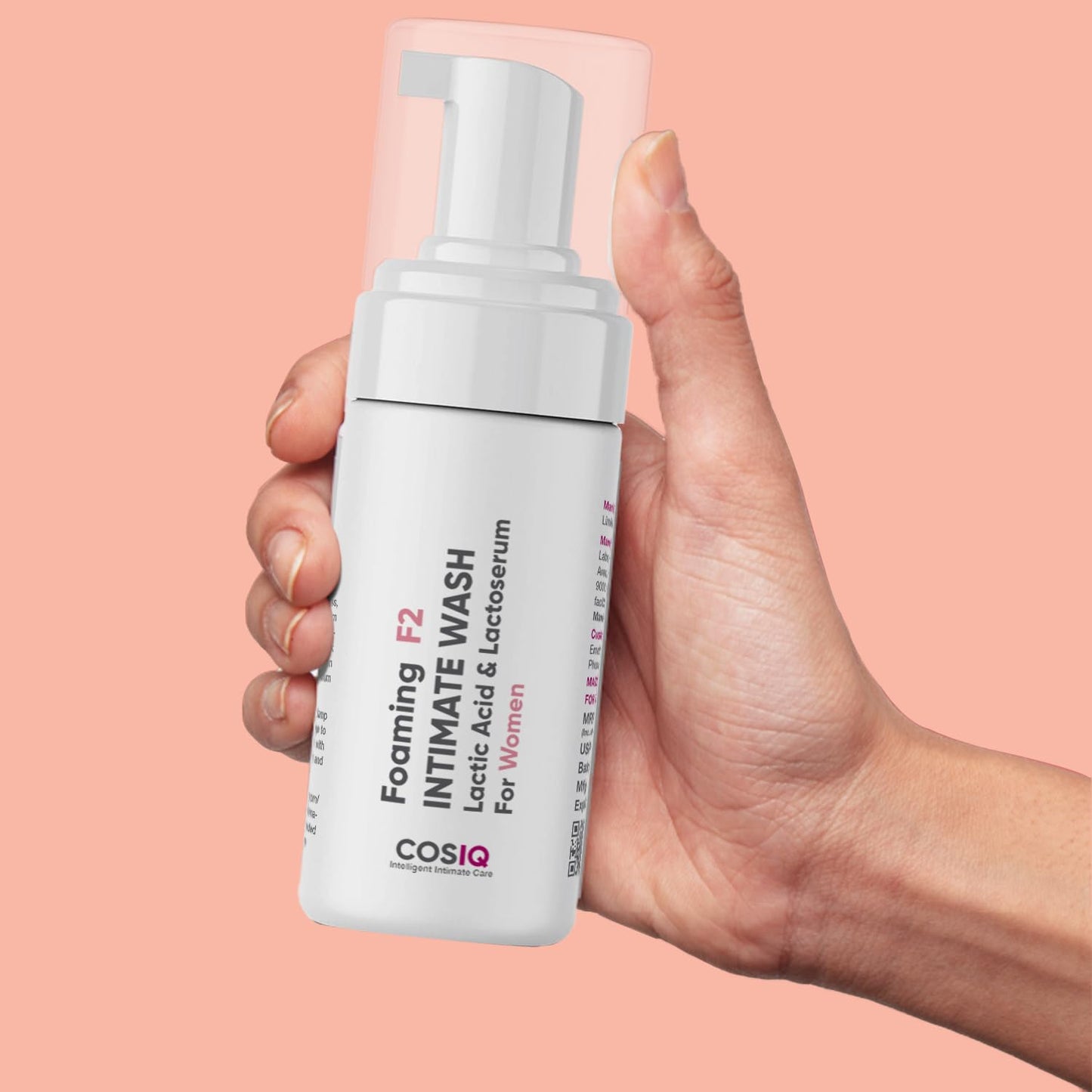 Cos-IQ Foaming F2 Intimate Wash for Women, 100ml | Hygiene Wash with Lactic Acid & Lactoserum | Vaginal Wash, Prevents Itching, Irritation & Dryness, Suitable For All Skin Types