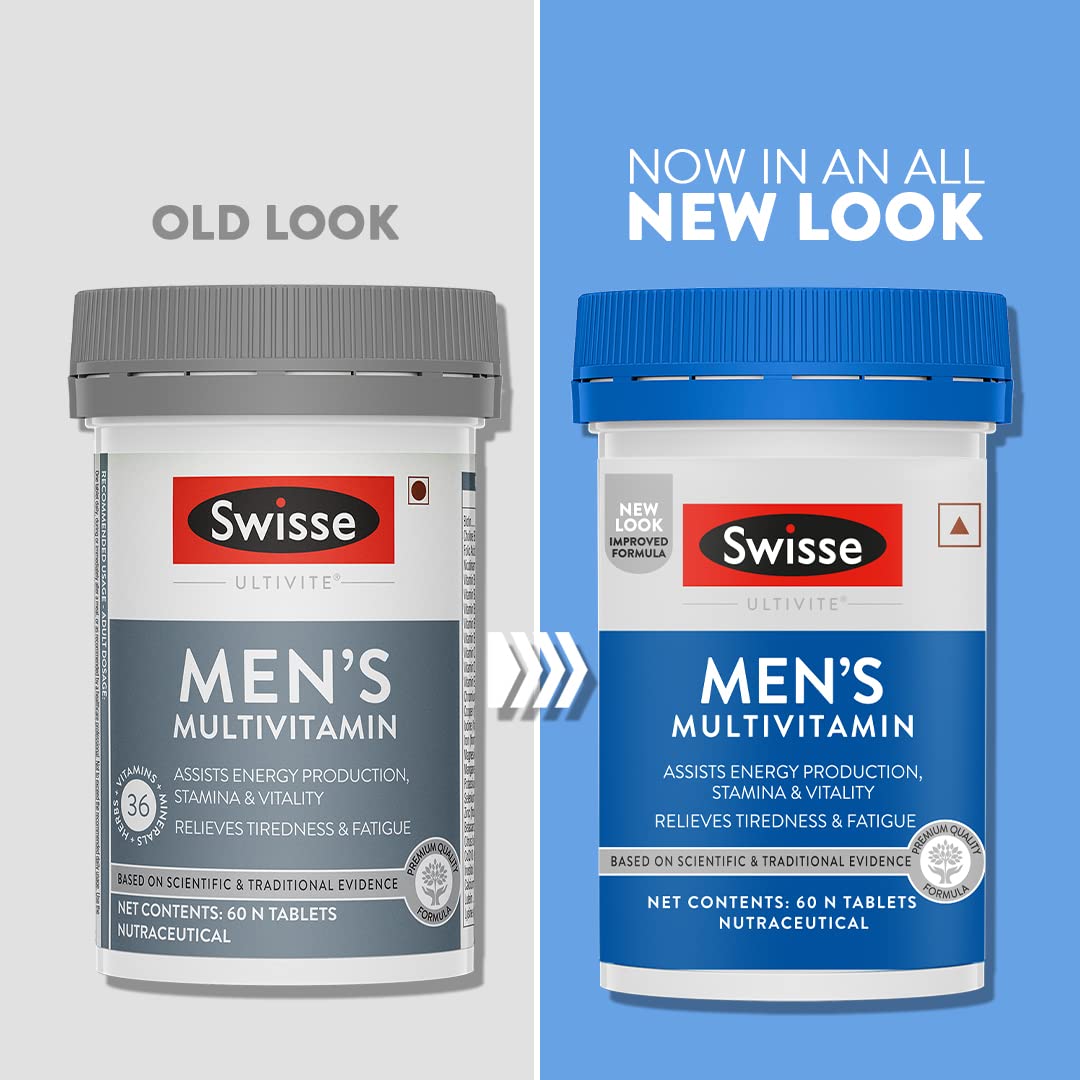 Zephivo Swisse Men's Multivitamin - Manufactured In Australia, Imported Multivitamin From Australia's No.1 Multivitamin Brand - Boosts Energy, Stamina & Vitality With Ginseng & 35 Other Vital Herbs, Vitamins & Minerals (60 Tabs)
