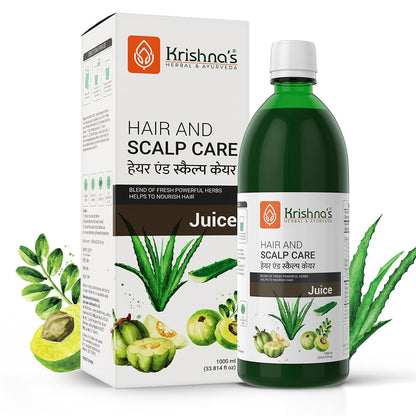 KRISHNA'S HERBAL & AYURVEDA Hair & Scalp Care Juice 1000 Ml,Hair Care Juice For Hair Growth & Hair Fall Control,Blend Of 7+ Ayurvedic Herbs,No Artificial Colors,Flavours & Sugars,Use 60 Days