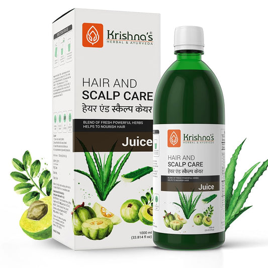 KRISHNA'S HERBAL & AYURVEDA Hair & Scalp Care Juice 1000 Ml,Hair Care Juice For Hair Growth & Hair Fall Control,Blend Of 7+ Ayurvedic Herbs,No Artificial Colors,Flavours & Sugars,Use 60 Days