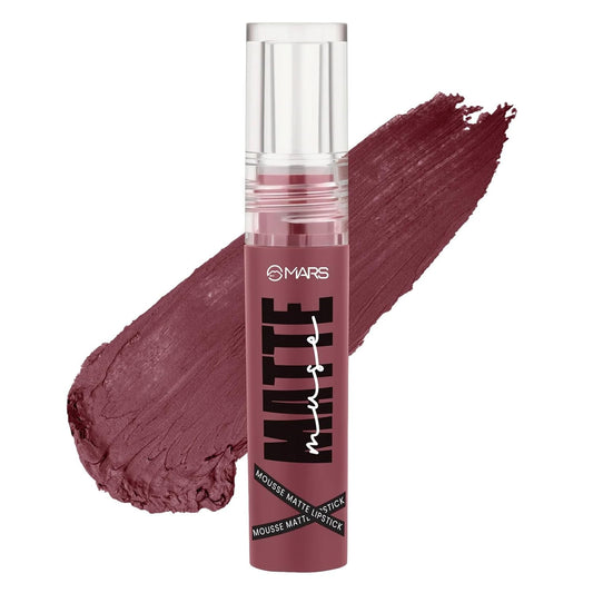 MARS Matte Muse Mousse Lipstick (3ml) (17-GLAM GODDESS) with Doe-Foot Applicator | Highly Pigmented | Smooth Texture | Hydrating Formula | Blurry Lips Effect