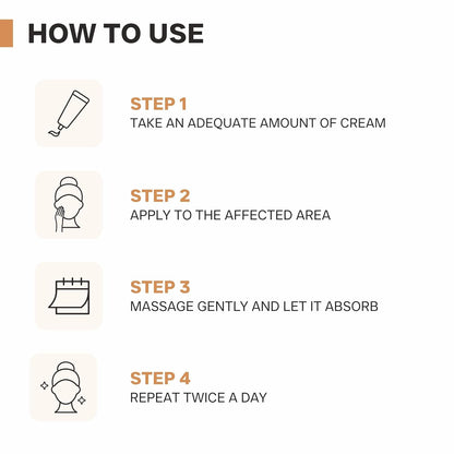 Instructions on how to use a cream with icons and text on a white background