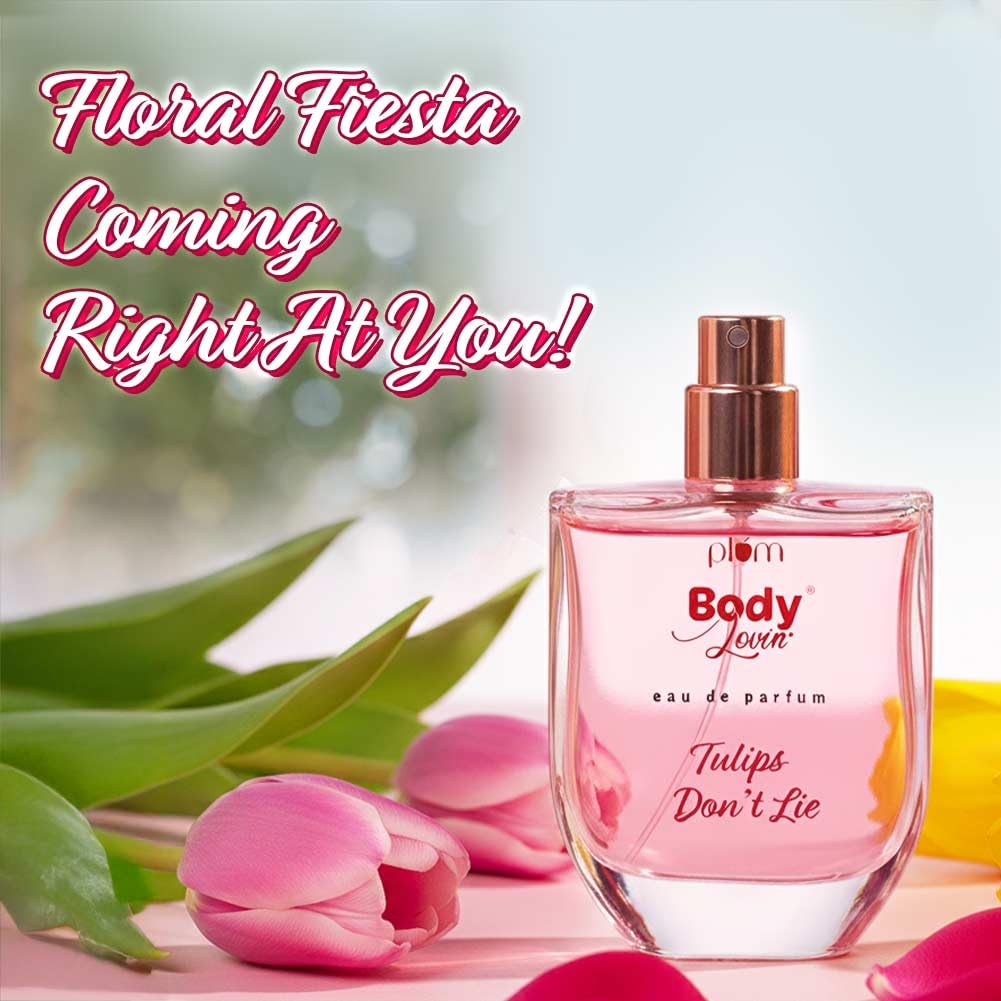 Plum BodyLovin' Tulip Don't Lie Eau De Parfum | Long-Lasting Fresh Floral Fragrance | Luxury Perfume for Women | Tulip, Rose, Pomelo & Musk Notes | Purse-Friendly | 50ml
