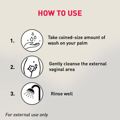 Instructions on how to use a product for external cleansing, shown with icons and text.