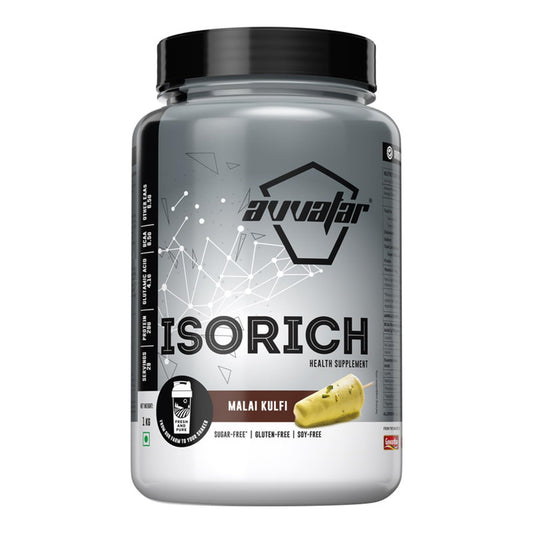Supplement container labeled 'Avvaar Isorich' with a white background