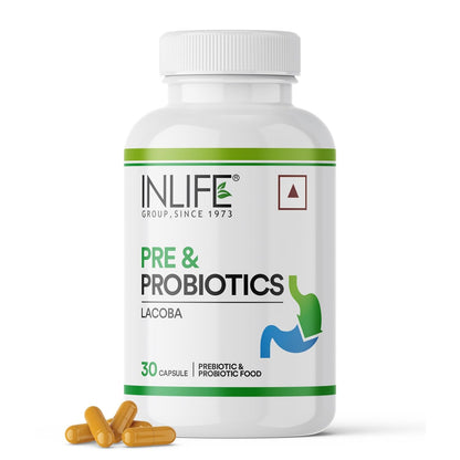 INLIFE Prebiotic and Probiotic Supplement for Gut Health | Lactobacillus Bacteria for Digestive Health Immunity Booster | Probiotics for Women Men - 30 Capsules (Pack of 1, 30, count)