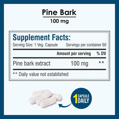 Biotrex Pine Bark 100mg A Powerfull Antioxidant Supplement - 60 Capsules