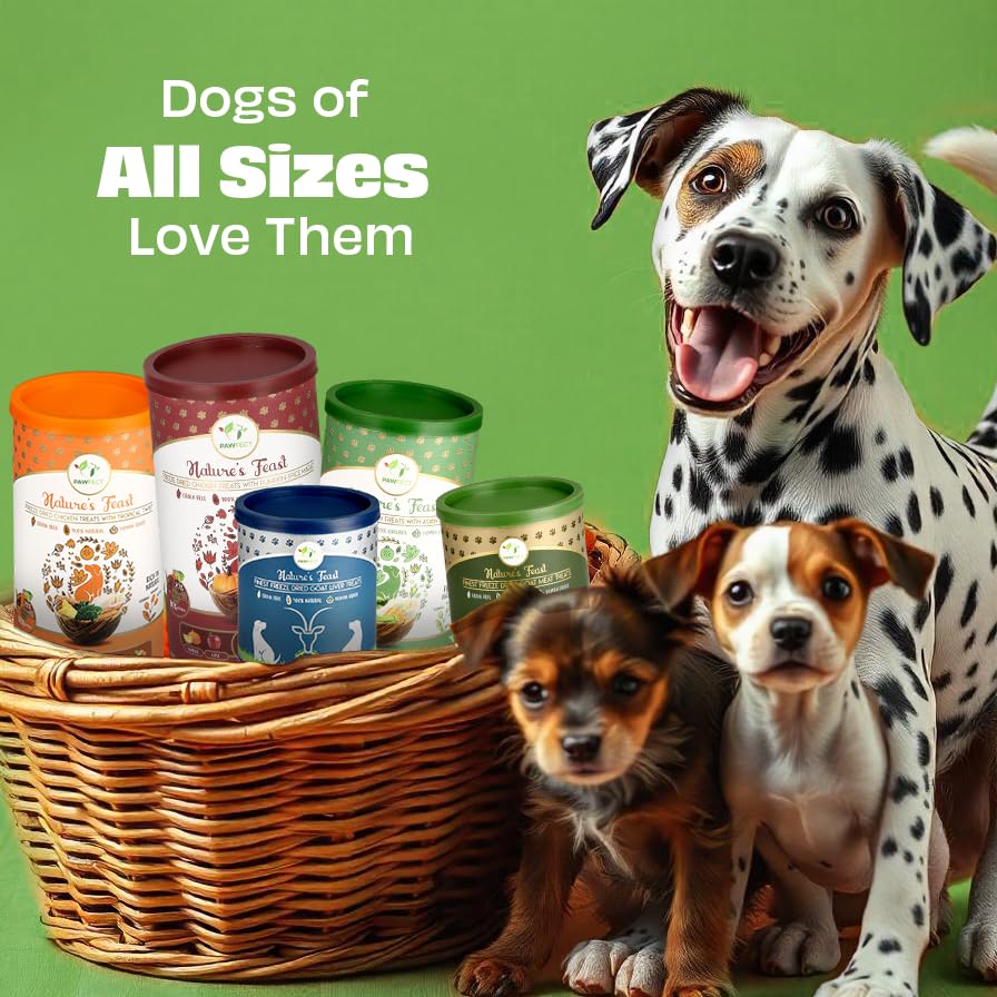 Pawfect Nature's Feast Freeze-Dried Chicken Treats with Asian Greens for Dogs - 80% Chicken, 20% Veggies & Fruits-100% Natural- Grain-Free- High Protein- Limited Ingredient Training Treat (50g/1.76oz)