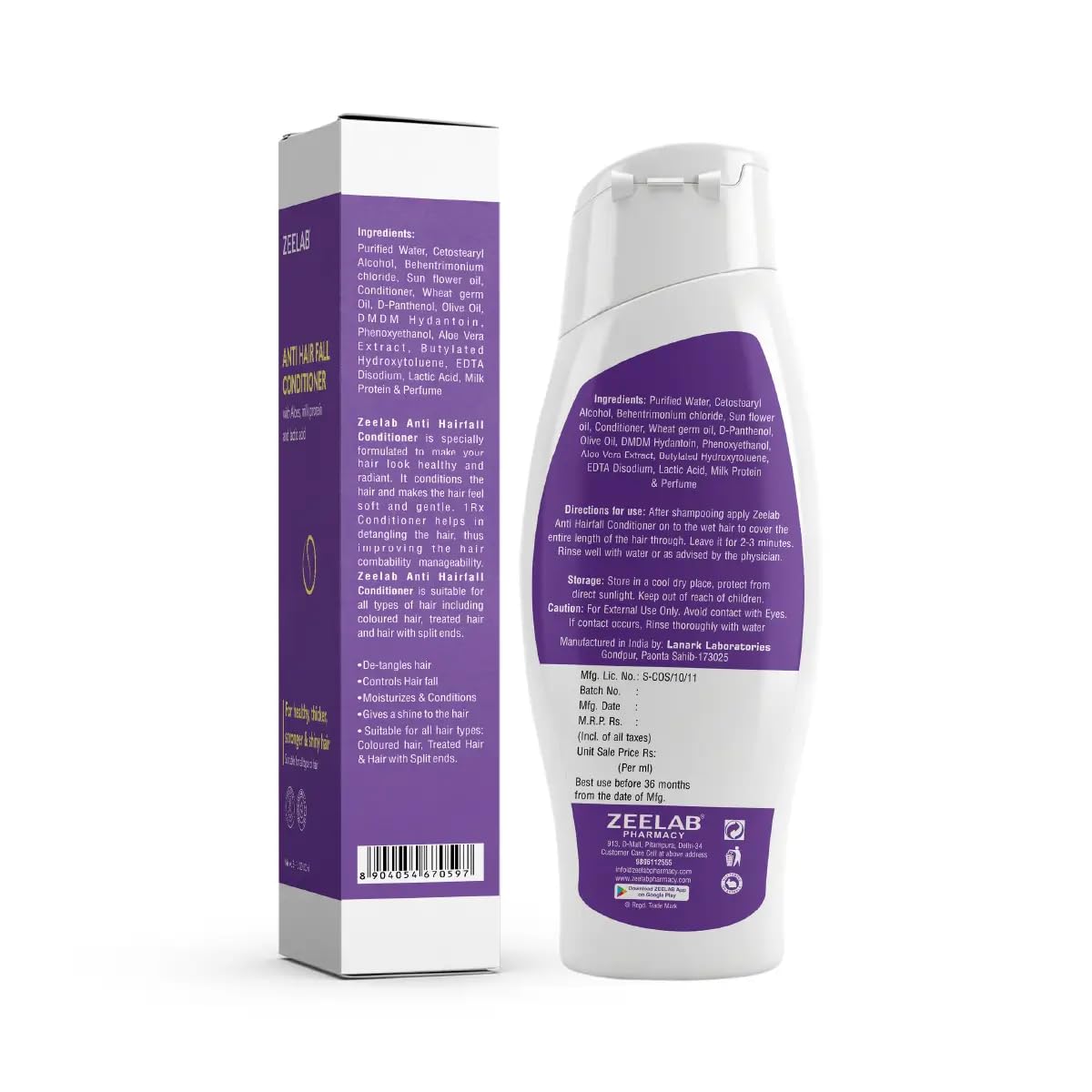 Zeelab conditioner bottle and packaging on a white background