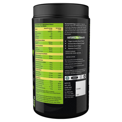Supplement container with nutritional information on a white background