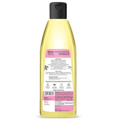 Soulflower Rosemary Hair Growth Oil, Hair Fall Control, Healthy Scalp, Strong Hair, Rosemary, Lavender, Castor|100% Pure, Natural, Organic, Clinically Proven for Hair Growth, 225ml