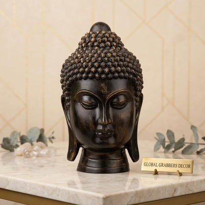 Buddha Idol Statue | Show Pieces for Home Decor Living Room (Antique Golden)