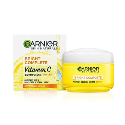 Garnier Skin Naturals Bright Complete Vitamin C Serum Cream packaging on a white background