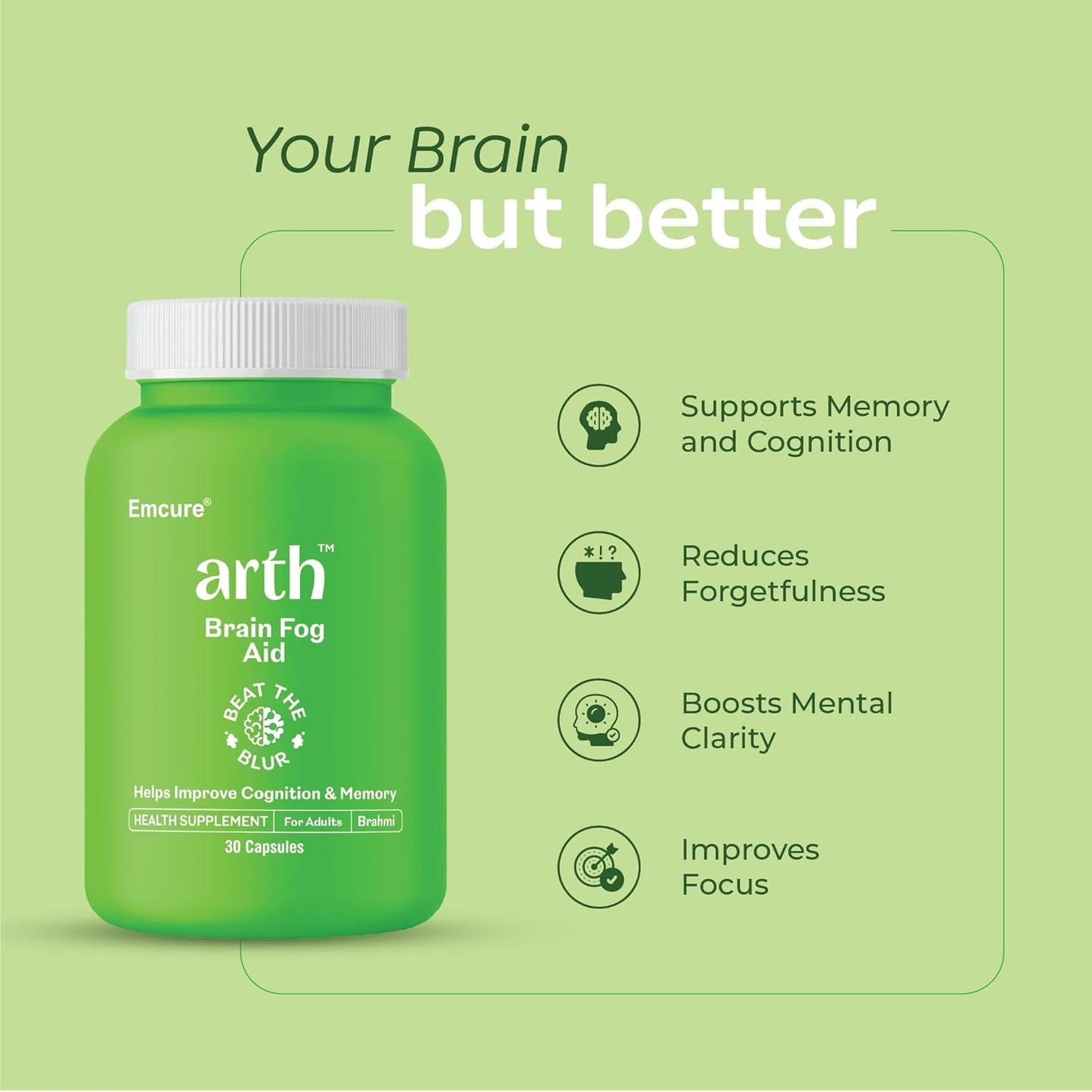 Arth Hormone Balance & Brain Fog Combo for Women | Perimenopause Support Tablets for hot flashes & night sweats + Enhanced absorption Brahmi Capsules for Memory, Focus & Mental Clarity Support