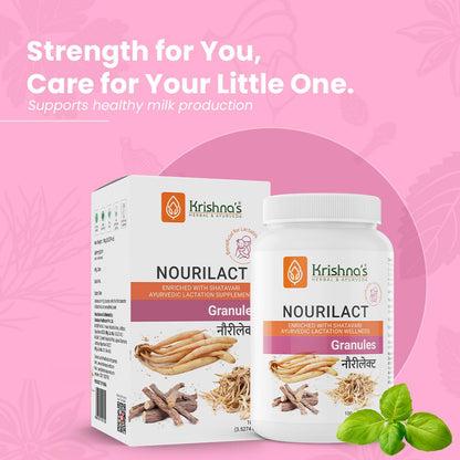 Krishna's Nourilact Granules - Blend of 6 Powerful Herbs | Enriched with Shatavari | Support Lactation, Digestion & Postnatal Energy - 100 gm