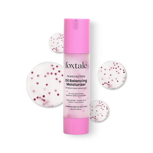 Foxtale Oil-Balancing Gel Moisturizer with Niacinamide, Azelaic Acid Pearls & Cica, 8+ Hours Shine-Free Hydration, Oil-free, Lightweight, Balances Sebum Production, For Oily & Acne-Prone skin, Men & Women, 50 ml