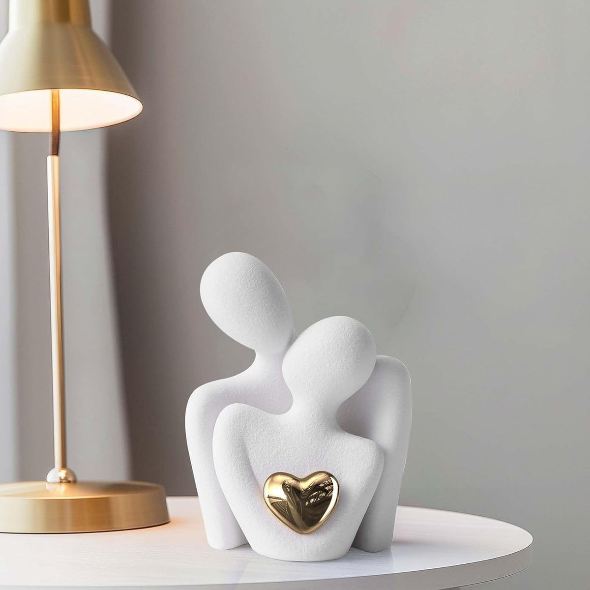 Hugging Couple Statue - Romantic Home Decor, Perfect Wedding Anniversary and Valentines Day Gift, Figurine for Home, Office, Coffee Table and Desktop (White, Romantic Couple), 8 cm, 6.5 cm