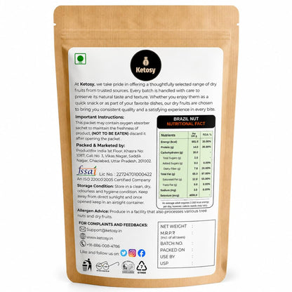 Ketsoy Premium Brazil Nuts | Supports Immunity | Thyroid Function Support Nutrients | Rich in Selenium |Unroasted Brazilian Nuts - Large Jumbo Size Nuts