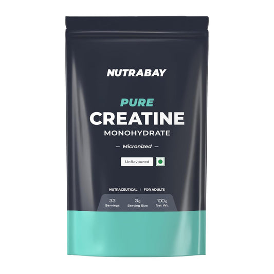NUTRABAY Pure Creatine Monohydrate package on a white background