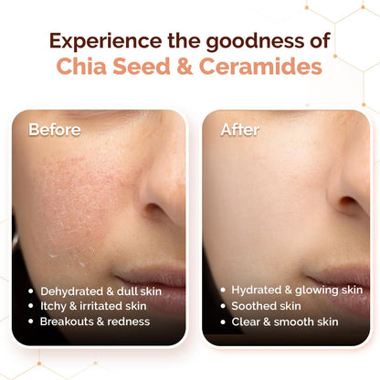 Mamaearth Chia Oil-Free Face Wash with Chia Seed & Ceramides - 100 ml | For Normal to Oily Skin | Gives Hydrated Glow | Co-created with Top Dermats | Cleanses Deeply | Healthy Skin Barrier | Fragrance& Soap Free