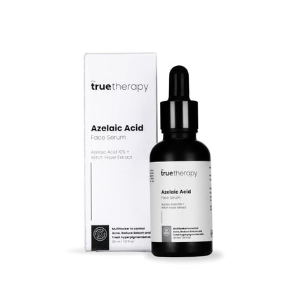 The True Therapy 10% Azelaic Acid Face Serum with Witch Hazel Extract for Anti-inflammatory, Cystic Acne, Rosacea, Hyperpigmentation, Reduce Redness, Excess Oil & Breakout – 30 ml