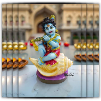 Lord Krishna Idol for Home Decor & Temple, Laddu Gopal Murti Statue, Marble Dust Resin Bal Gopal Murti for Pooja Room, Janmashtami Decoration, Handcrafted Krishna Showpiece Gift, 13 cm
