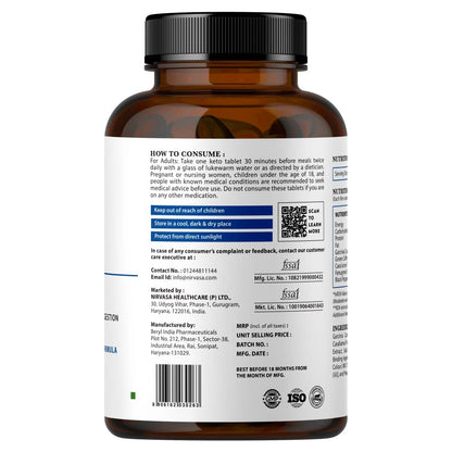 Nirvasa KETO Advanced Tablets (60 Tabs) with Garcinia Cambogia & Green Coffee Extract | Supports Weight Loss, Fat Burning & Ketosis | Boosts Energy & Metabolism | Natural Keto Supplement
