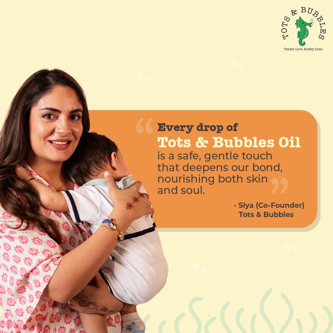 Tots & Bubbles 100% Natural Baby Massage Oil | Almond, Olive & Mustard Oil Blend for Skin & Hair | Lightweight, Non-Sticky & Gentle for Newborn – 300 ml