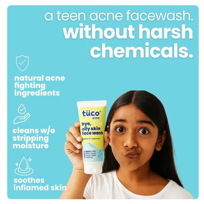 Tuco® Kids Daily Face Wash for Acne Prone Skin | Infused with Orange, Glycerin, Sugarcane, Witch hazel | pH Balanced | 2-15 Years Age| Paraben, SLS & Sulphate Free | 100 ml (Pack of 1)