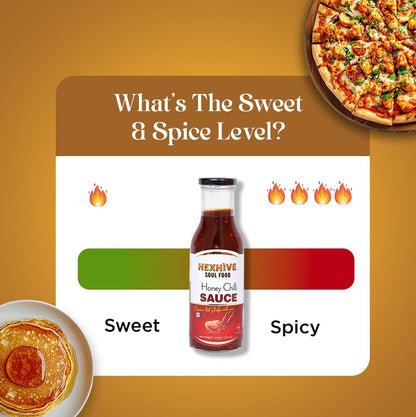 Hexhive Honey Chilli Sauce | Sweet & Spicy Asian-Style Sauce | Made with Real Honey, Tomato Purée & Chilli Flakes | Perfect Dip and Cooking Sauce | No Added Sugar | Natural Sweet-Spicy Glaze | 430g