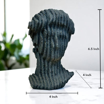 Resin Roman Man Bust Statue (6.5 Inch) | Decorative Sculpture & Figurine for Home Decor | Modern Tabletop Showpiece for Living Room, Bedroom, Office, Gifting, Shelf & Bookshelf, Black