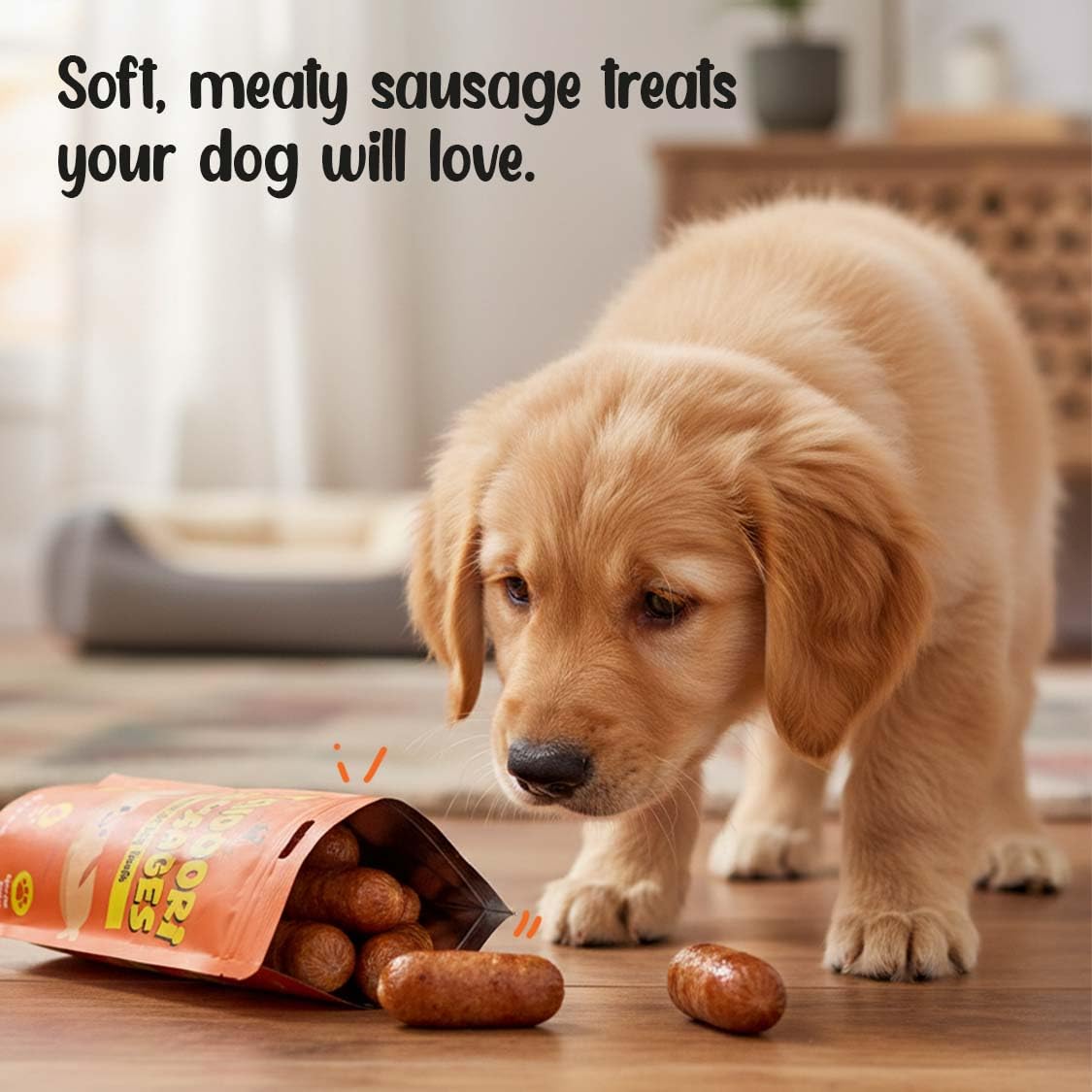 PETS EMPIRE Tandoori Sausages Dog Treats, 100g | Smoky Soft Chew Chicken Sausage Snacks| High Protein Training Treats | Soft & Chewy, Healthy Reward for Puppies & Adult Dogs