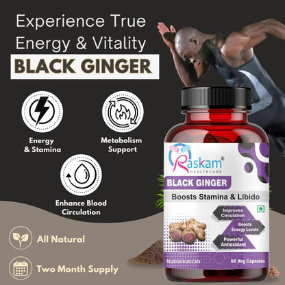 Black Ginger Capsules 500mg (60 Capsules) Which Improves Digestion & Boosts Immunity