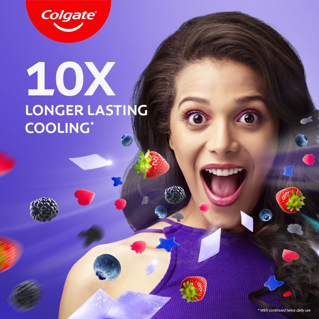 Colgate MaxFresh Berry Magic Fluoride Toothpaste, Berry Flavoured Gel Toothpaste with Ultrafreeze Technology for Intense Freshness, 10x Longer-lasting Cooling 200 gm (Pack of 2 x 100g)