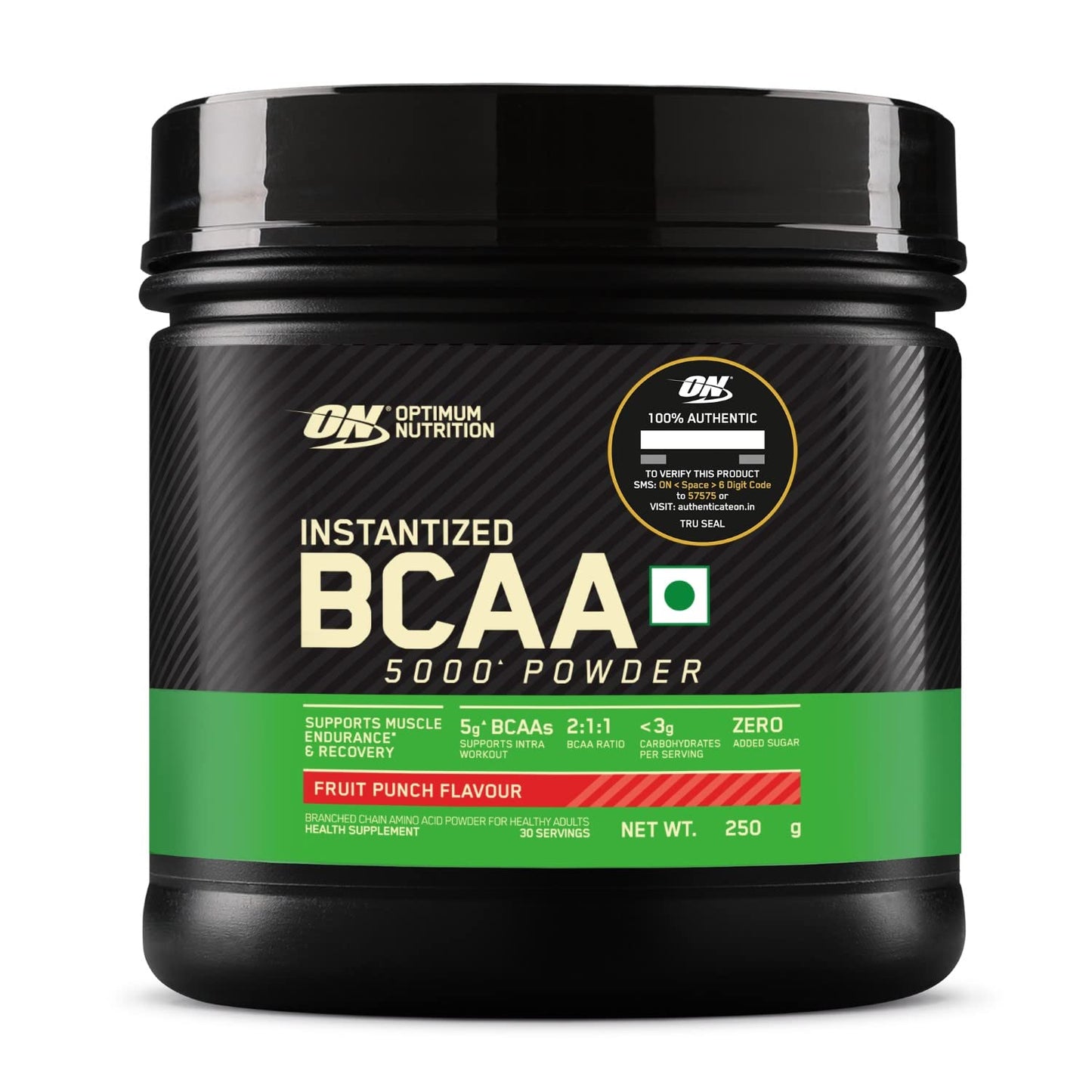Optimum Nutrition BCAA, 5g BCAAs in 2:1:1 Ratio, 30 servings, For Muscle Recovery & Endurance, Intra workout, Informed Choice certified, 250gm