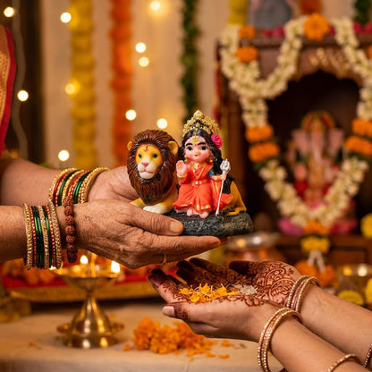 Maa Durga Idol with Lion for Home Decor | Durga MATA Murti for Puja Room, Temple Decoration, Navratri Decor & Spiritual Gift