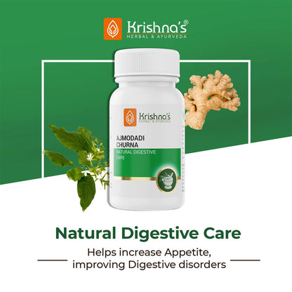 Krishna's Ajmodadi Churna, Ayurvedic Herbal Powder for Digestive Health, Non-GMO, Gluten-Free - (50 g) Pack of 1