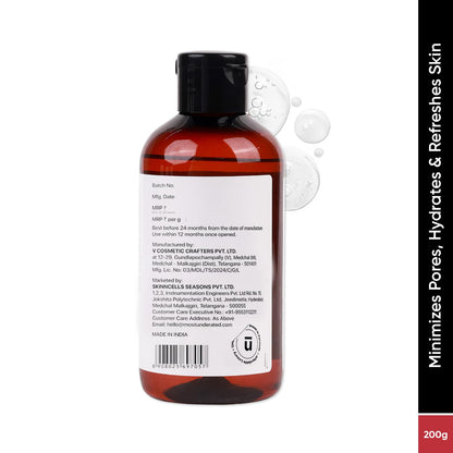 Underated 3% Niacinamide Face Toner with 1% Hyaluronic Acid & Rice Water | Toner for Oily & Acne Prone Skin | Glowing Skin & Hydration | For Women & Men | 200 g