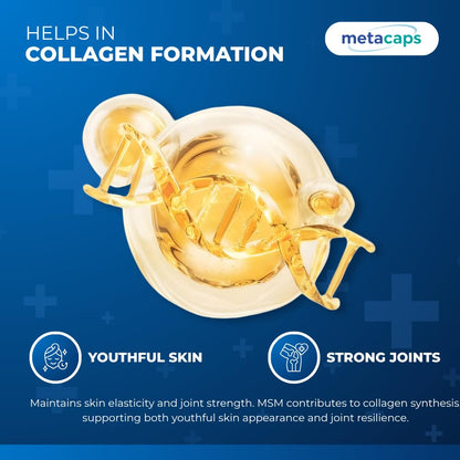 MetaCaps Pure MSM (Methylsulfonylmethane) 580mg – 90 Veg Capsules | High-Purity Organic Sulfur | Advanced Joint Comfort, Skin Health & Collagen Support | Supports Detoxification & Muscle Recovery | Non-GMO & Vegan