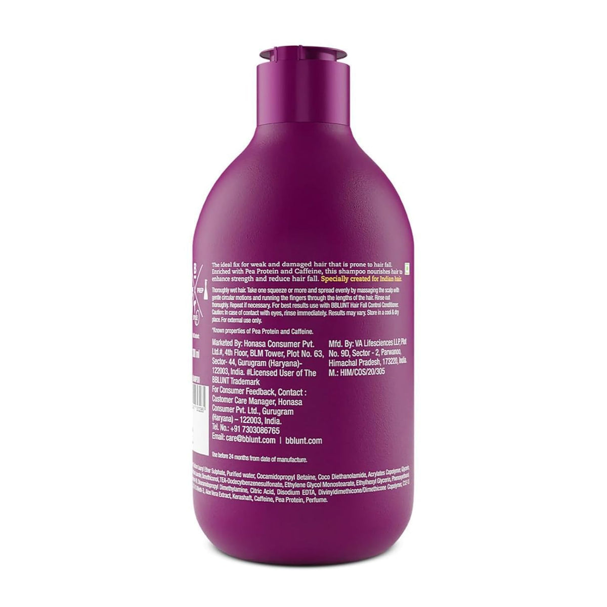 Purple bottle with text on a white background