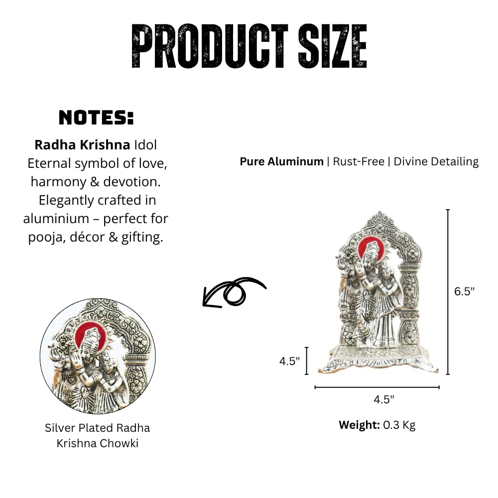 Silver Plated Radha Krishna Idol on Decorative Chowki with Premium Velvet Gift Box for Gifting with 1 Year Warranty