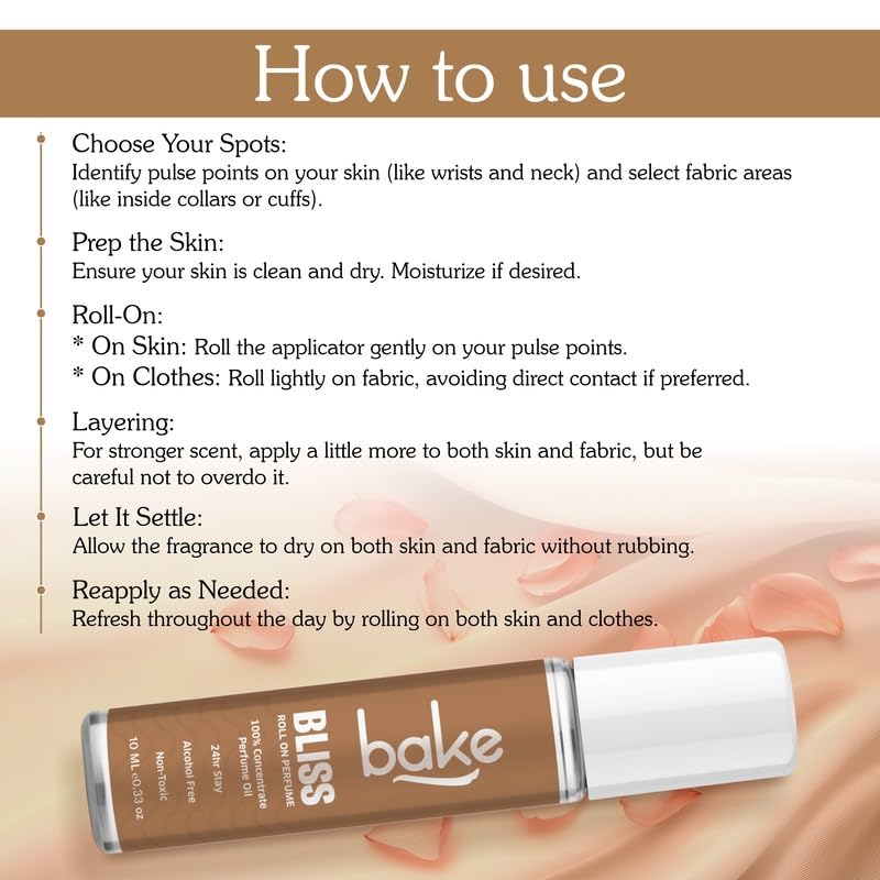 BAKE Bliss Attar Oil Concentrated Perfume Oil Roll on Fragrance| 24 Hours Stay & Alcohol Free | Unisex,Passion Fruit | 10ml