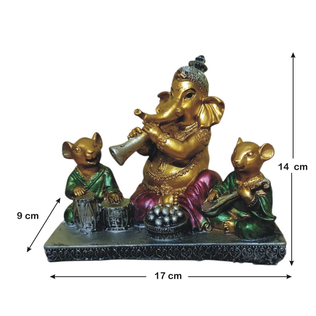 Ganesha Ganesh Ganpati Gajanan Statue Idol Murti Gift Item Decorative Showpiece Multicolor Polyresin Pack of 1 (B013)